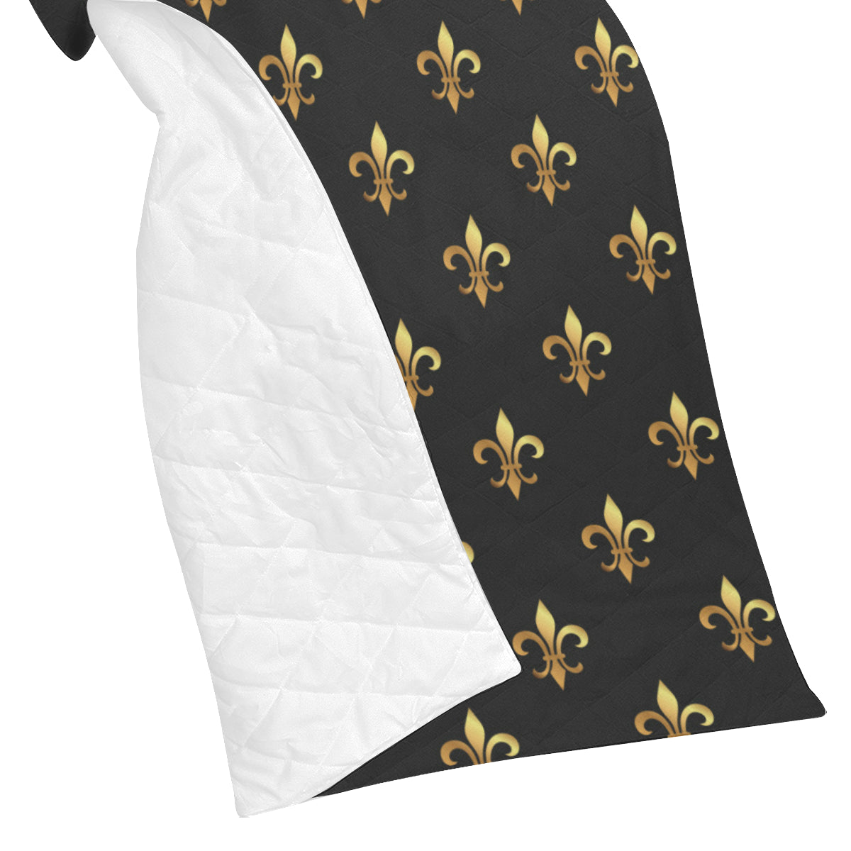Fleur De Lis Gold Pattern Print Design 03 Premium Quilt