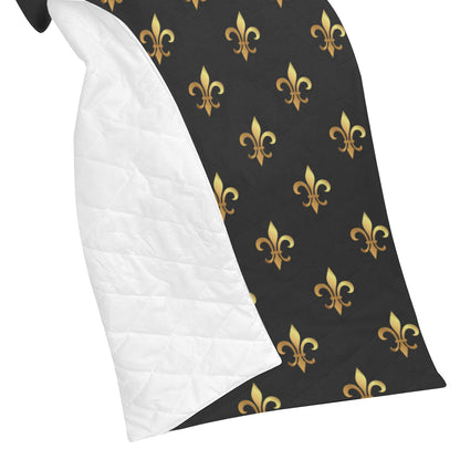 Fleur De Lis Gold Pattern Print Design 03 Premium Quilt