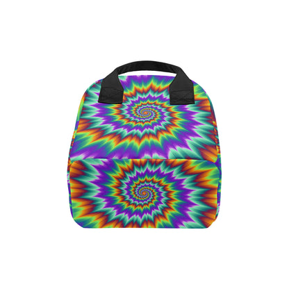 Optical illusion Pulsing fiery spirals Insulated Lunch Bag