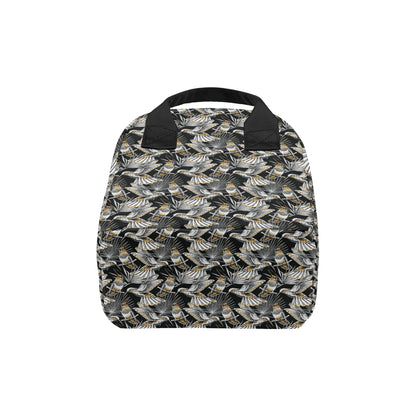 Hummingbird Gold Design Themed Print Insulated Lunch Bag