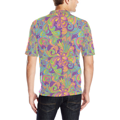 Psychedelic Mushroom Pattern Print Design A05 Men Polo Shirt