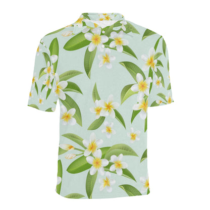 Yellow Plumeria Pattern Print Design PM024 Men Polo Shirt