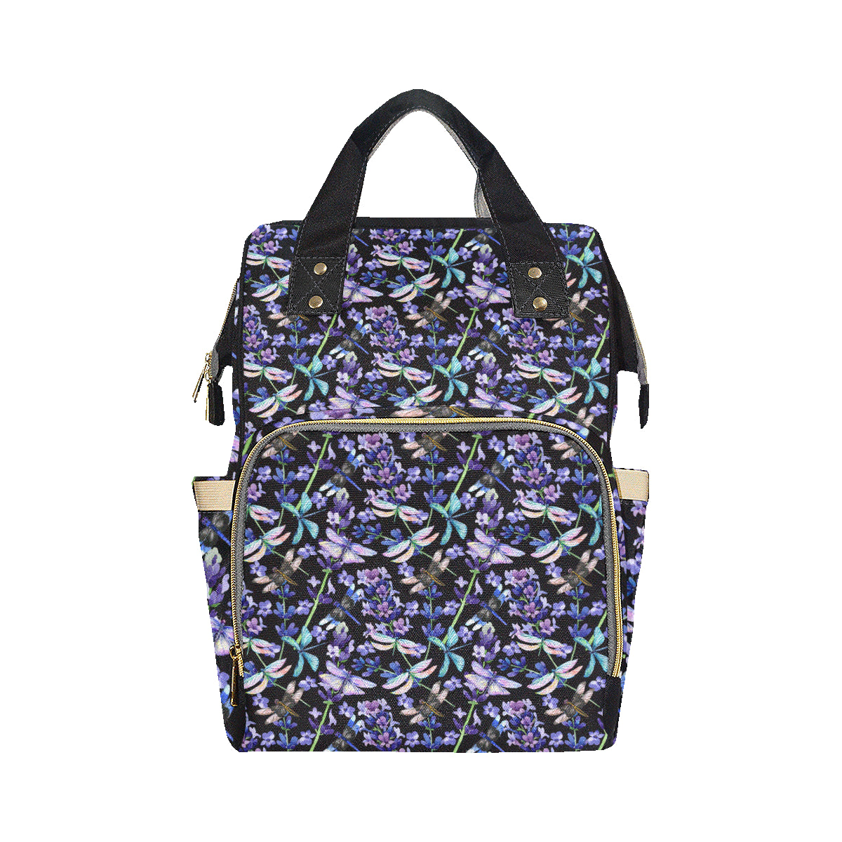 Lavender Dragonfly Pattern Print Design LV03 Diaper Bag Backpack