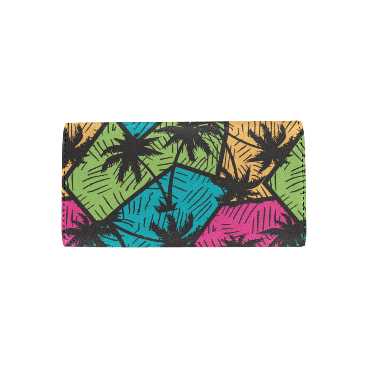 Palm Tree Pattern Print Design PT09 Women's Trifold Wallet