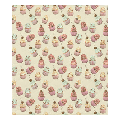 Cupcake Pattern Print Design 04 Premium Quilt