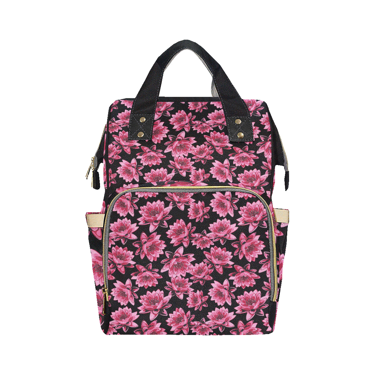 Lotus Pattern Print Design 03 Diaper Bag Backpack