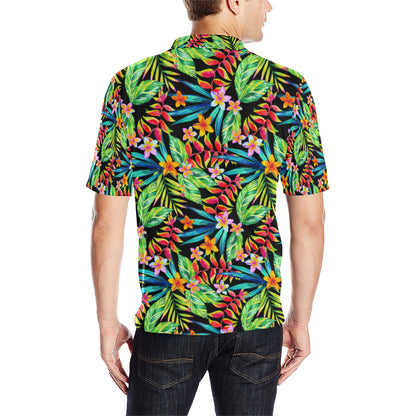 Heliconia Pattern Print Design HL09 Men Polo Shirt