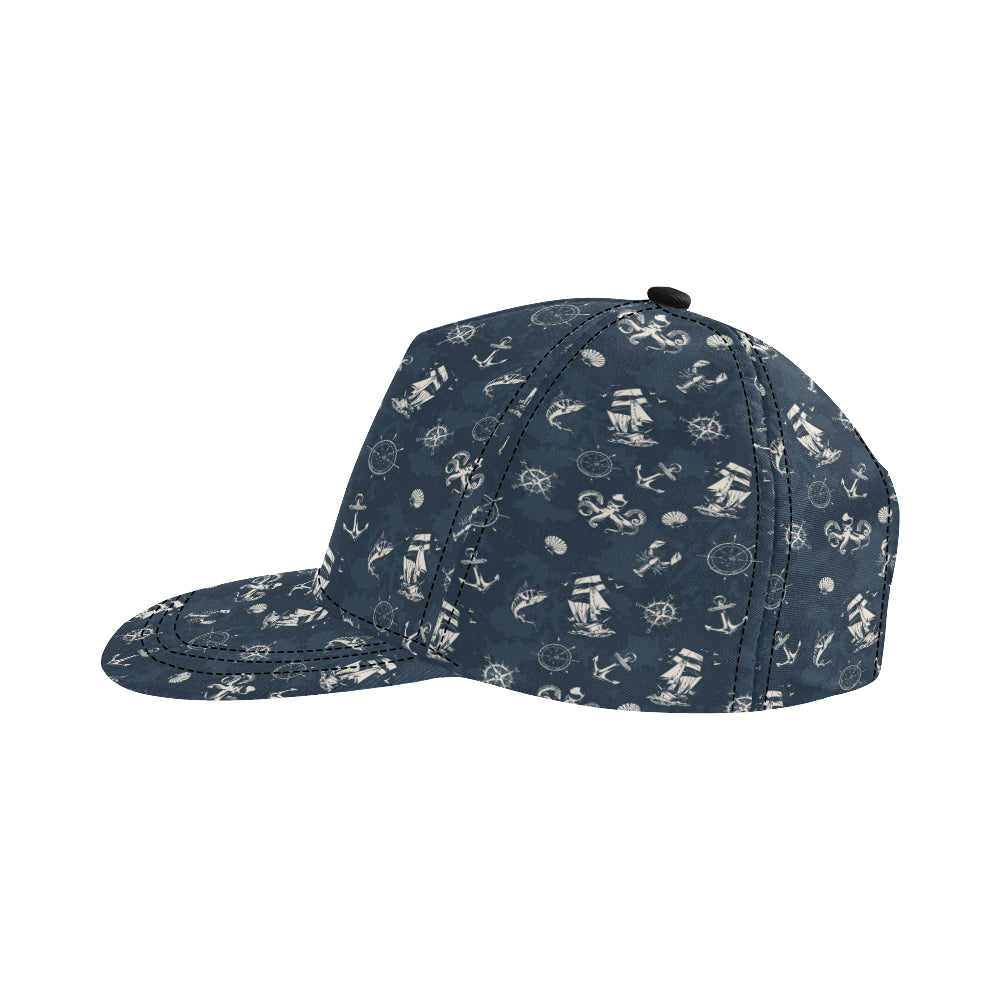 Nautical Sea Themed Print Snapback Cap