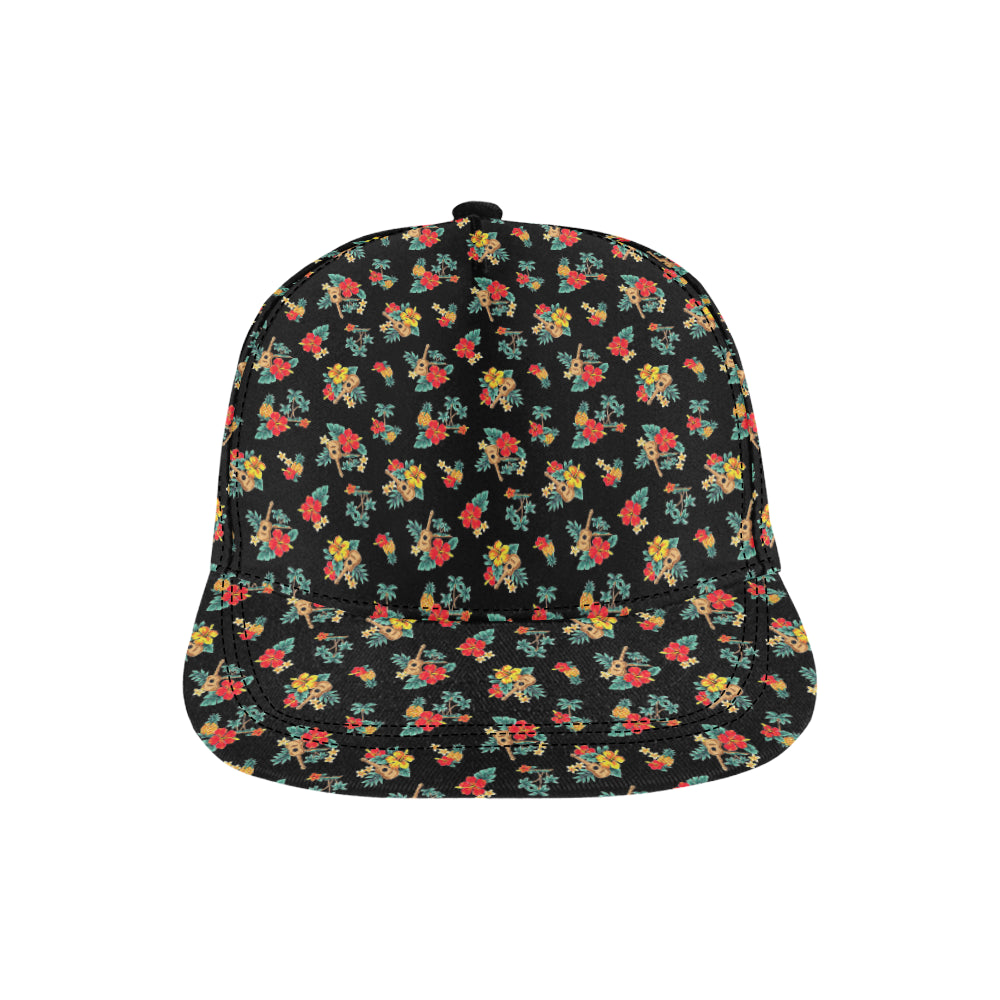 Hawaiian Flower Themed Print Snapback Cap