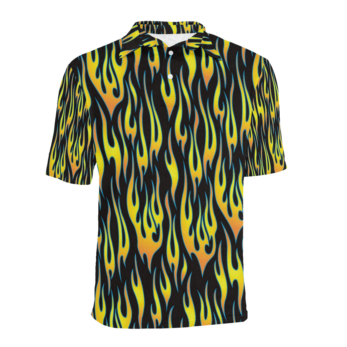 Flame Fire Yellow Pattern Men Polo Shirt