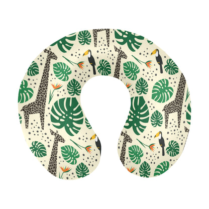 Rainforest Giraffe Pattern Print Design A02 U-Shaped Travel Neck Pillow