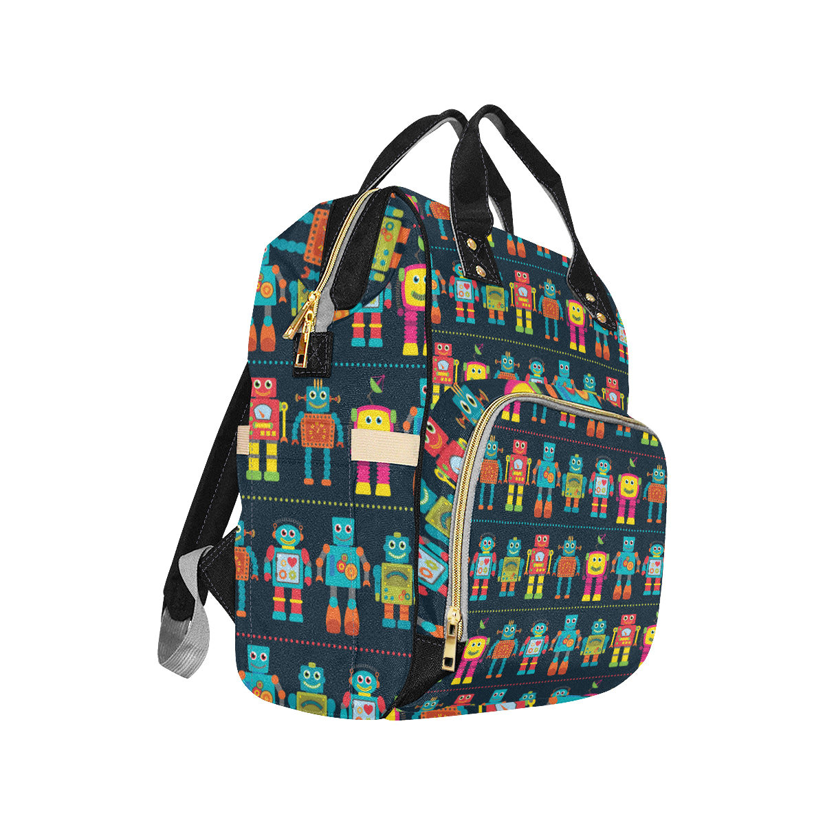 Robot Pattern Print Design A01 Diaper Bag Backpack