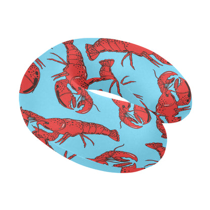 Lobster Red Pattern Print Design 03 U-Shaped Travel Neck Pillow