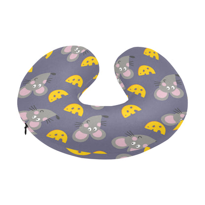 Rat With Cheese Pattern Print Design 01 U-Shaped Travel Neck Pillow