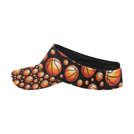 Basketball Black Background Pattern Unisex Sun Visor