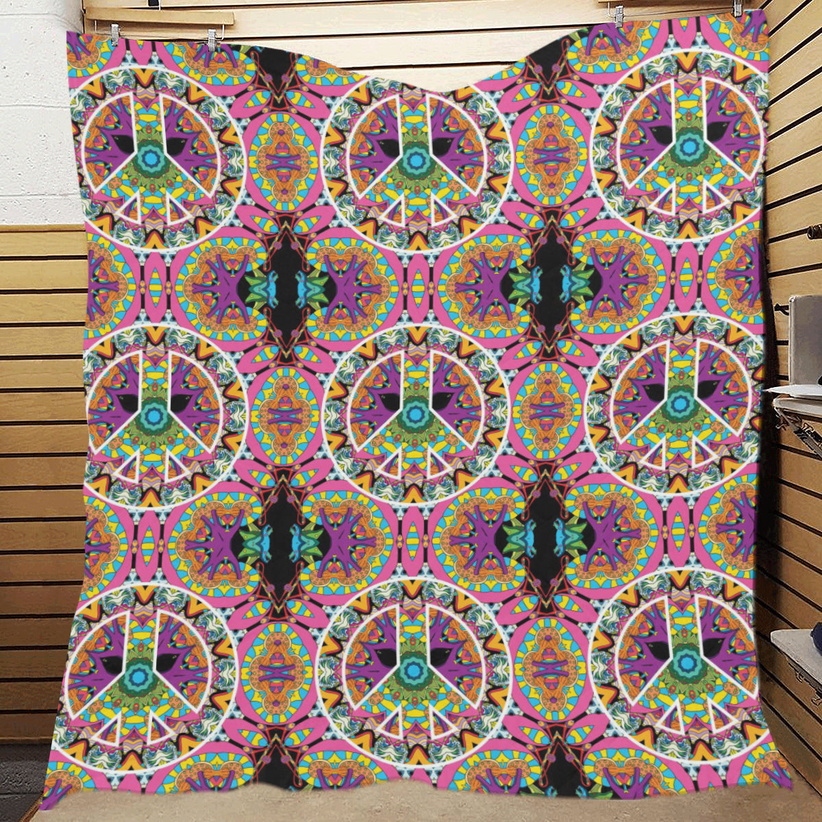 Peace Sign Pattern Print Design A03 Premium Quilt