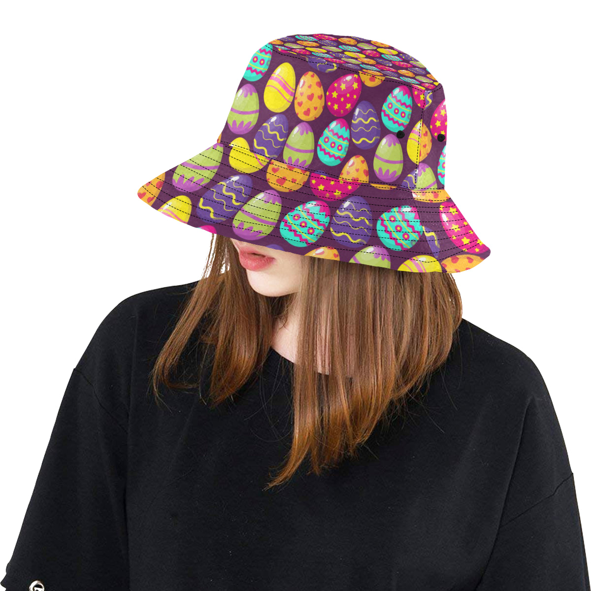 Easter Eggs Pattern Print Design RB04 Unisex Bucket Hat
