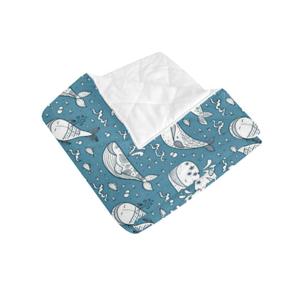 Humpback Whale Pattern Print Design 03 Premium Quilt