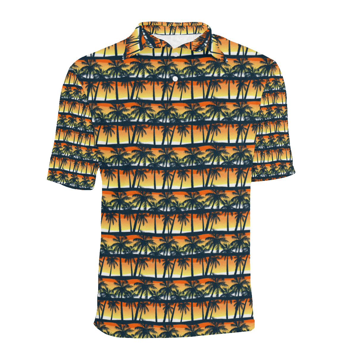 Palm Tree Sunset Design Print Men Polo Shirt