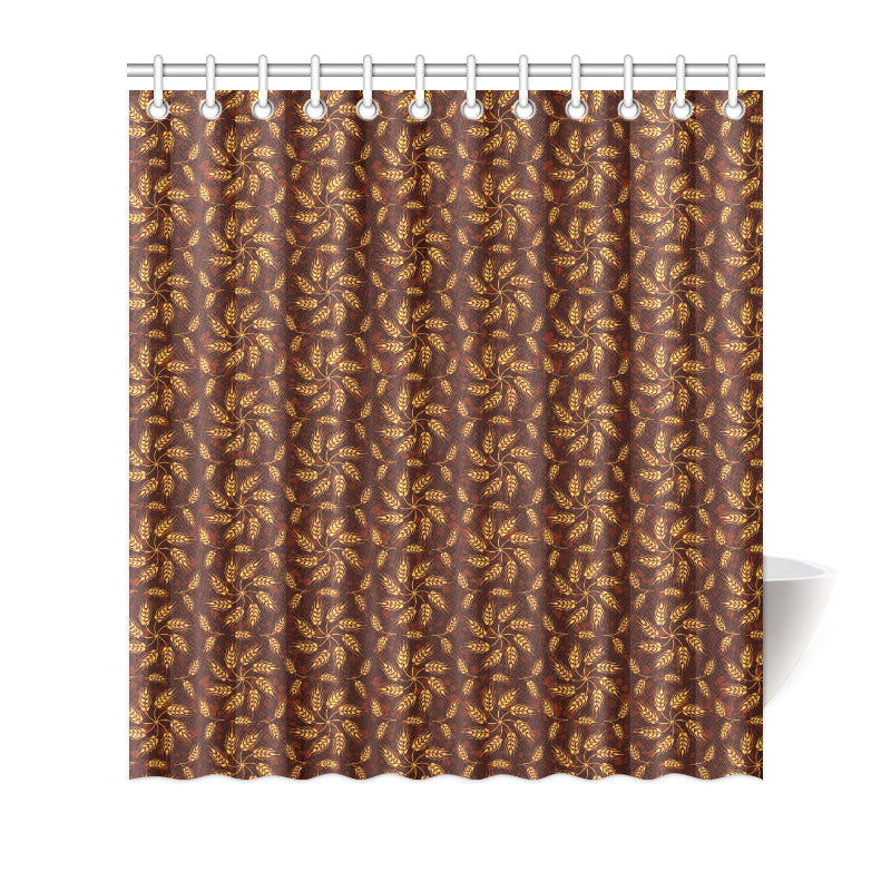 Agricultural Brown Wheat Print Pattern Shower Curtain