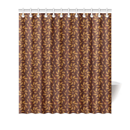 Agricultural Brown Wheat Print Pattern Shower Curtain