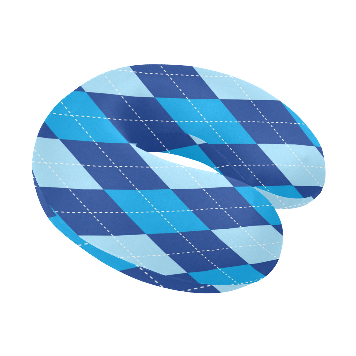 Argyle Blue Pattern Print Design 02 U-Shaped Travel Neck Pillow
