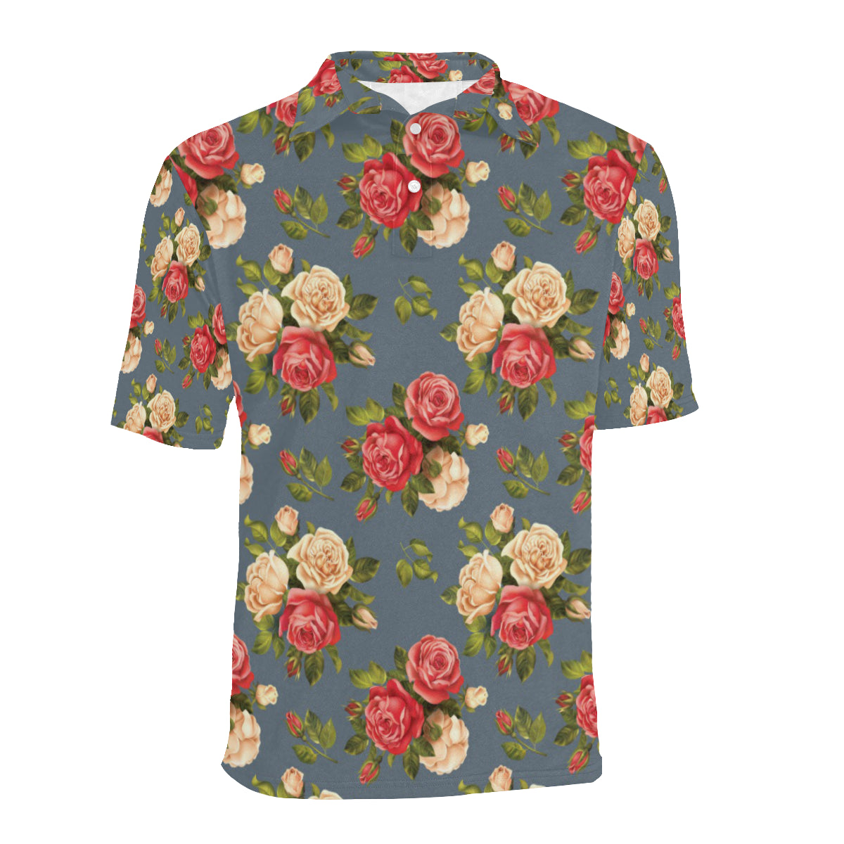 Rose Pattern Print Design RO017 Men Polo Shirt