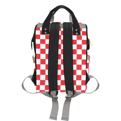 Checkered Red Pattern Print Design 04 Diaper Bag Backpack