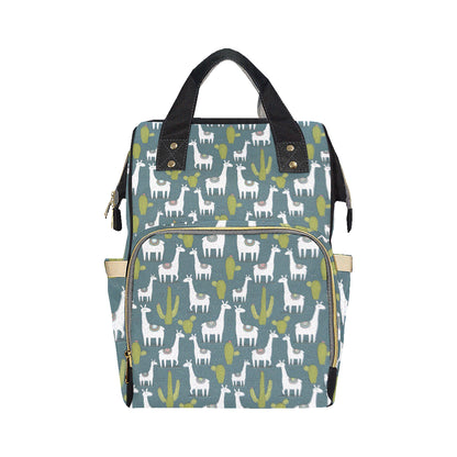 Llama Cactus Pattern Print Design 03 Diaper Bag Backpack