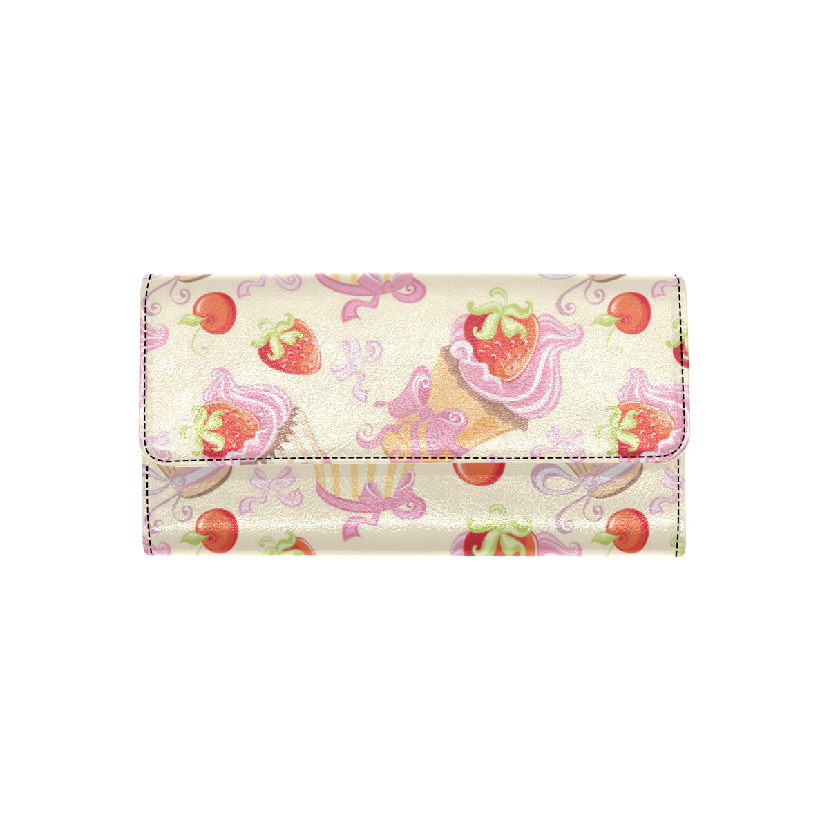 Strawberry Pink CupCake Women's Trifold Wallet
