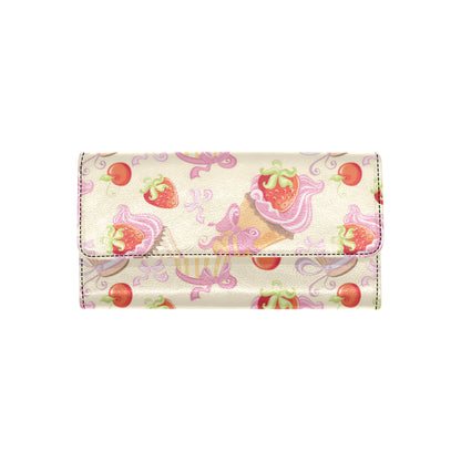Strawberry Pink CupCake Women's Trifold Wallet