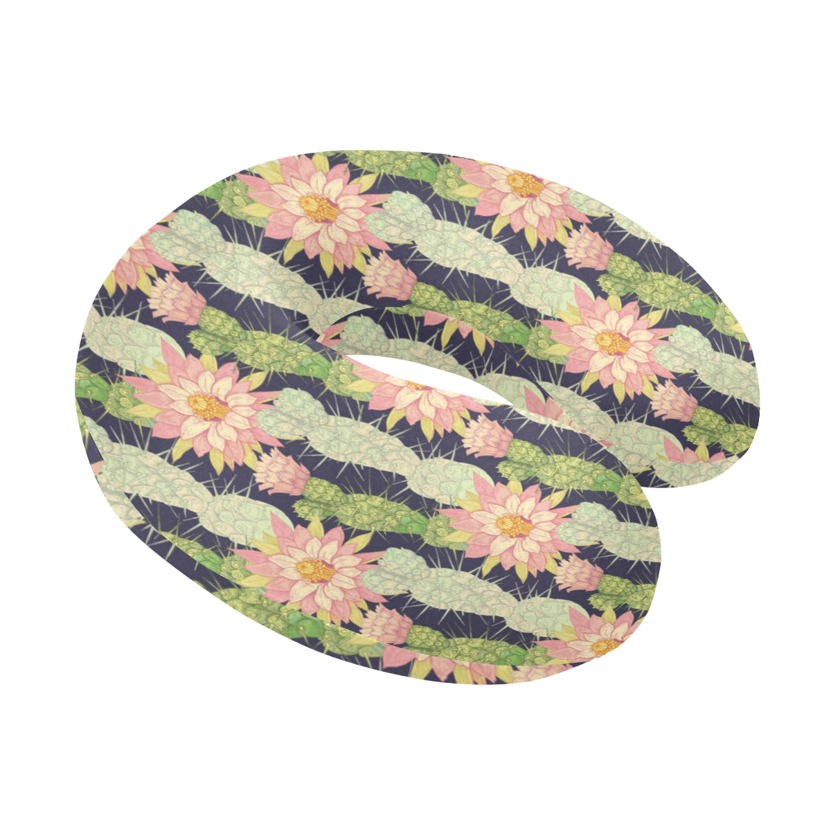 Cactus Pattern Print Design 01 U-Shaped Travel Neck Pillow