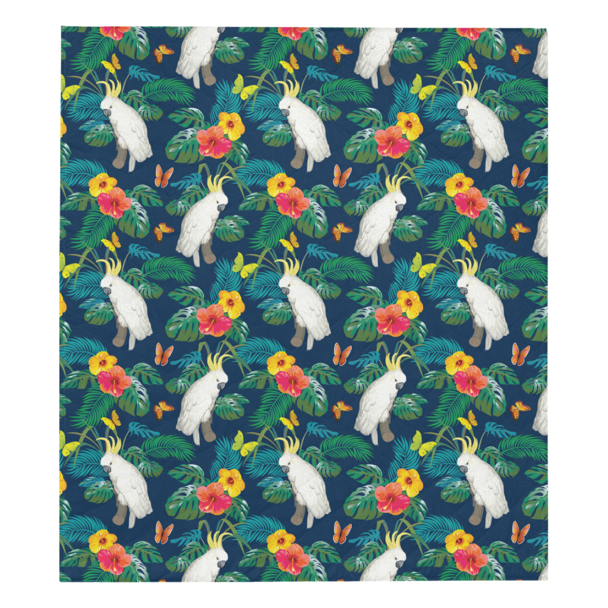 Cockatoo Tropical Pattern Print Design 02 Premium Quilt