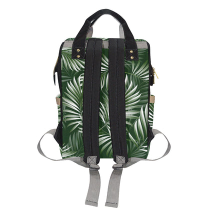 White Green Tropical Palm Leaves Diaper Bag Backpack