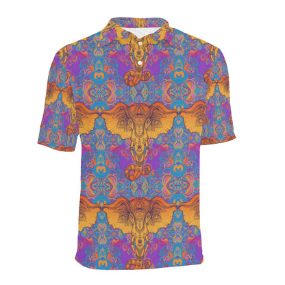 Gold Elephant Indian Men Polo Shirt