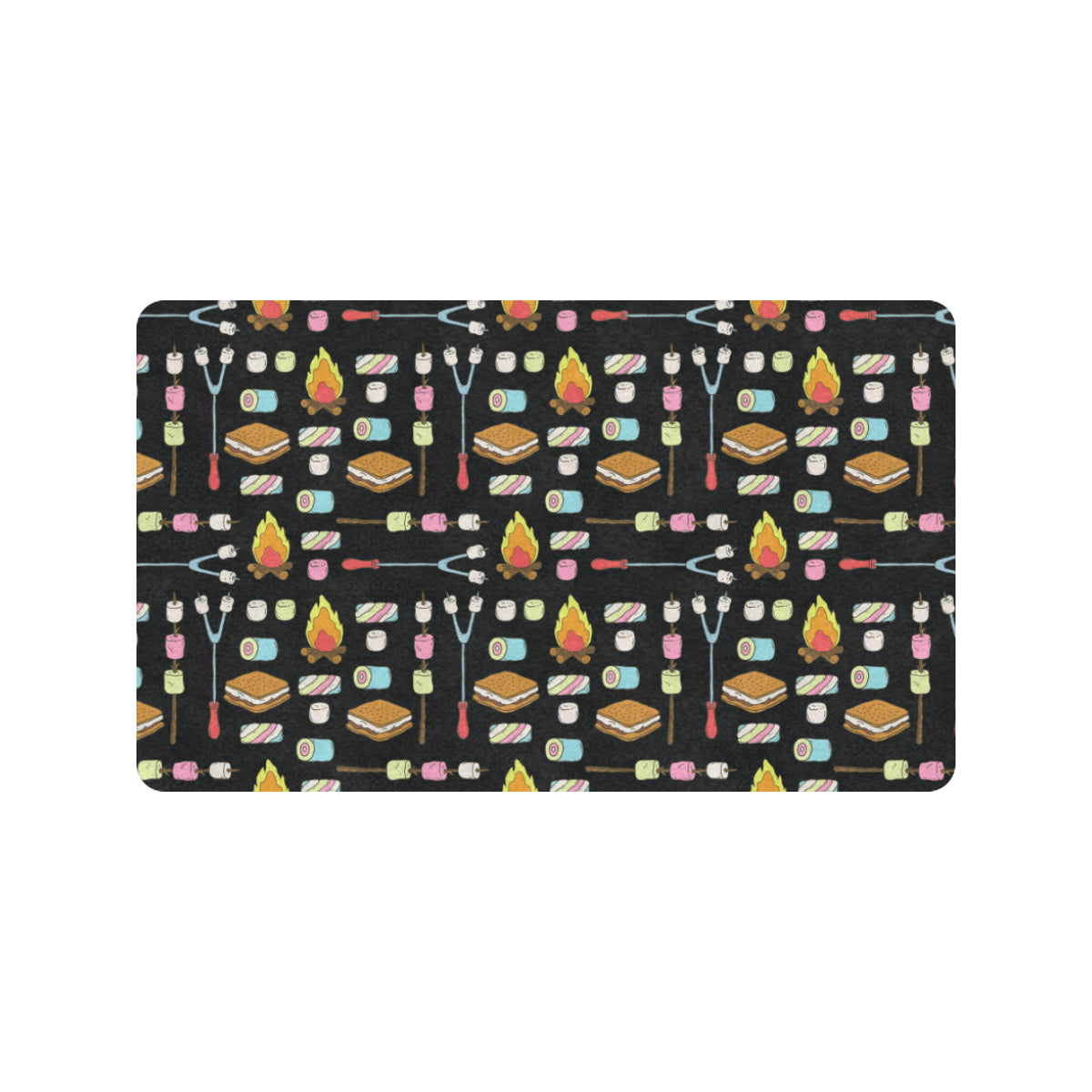 Camping Campfire Marshmallows Rubber Doormat
