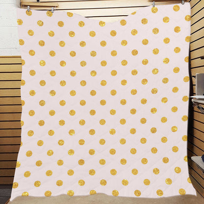 Polka Dot Gold Pink Pattern Print Design 01 Premium Quilt