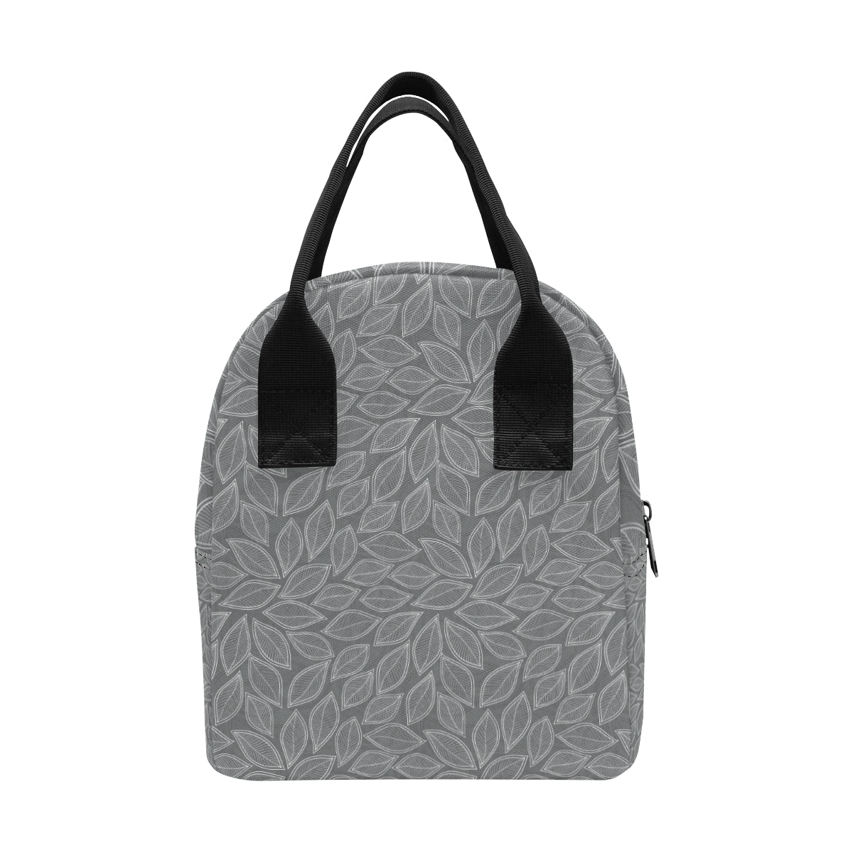 Elm Leave Grey Print Pattern Insulated Lunch Bag