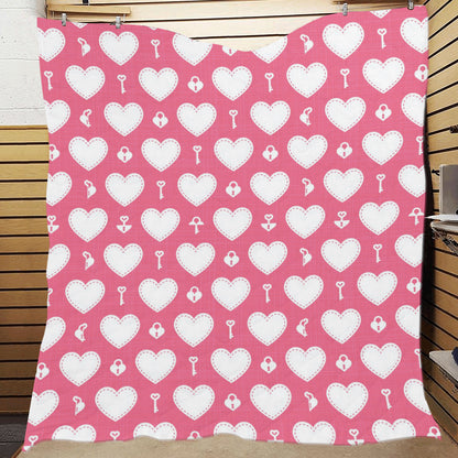 Heart Key Pattern Print Design HE09 Premium Quilt