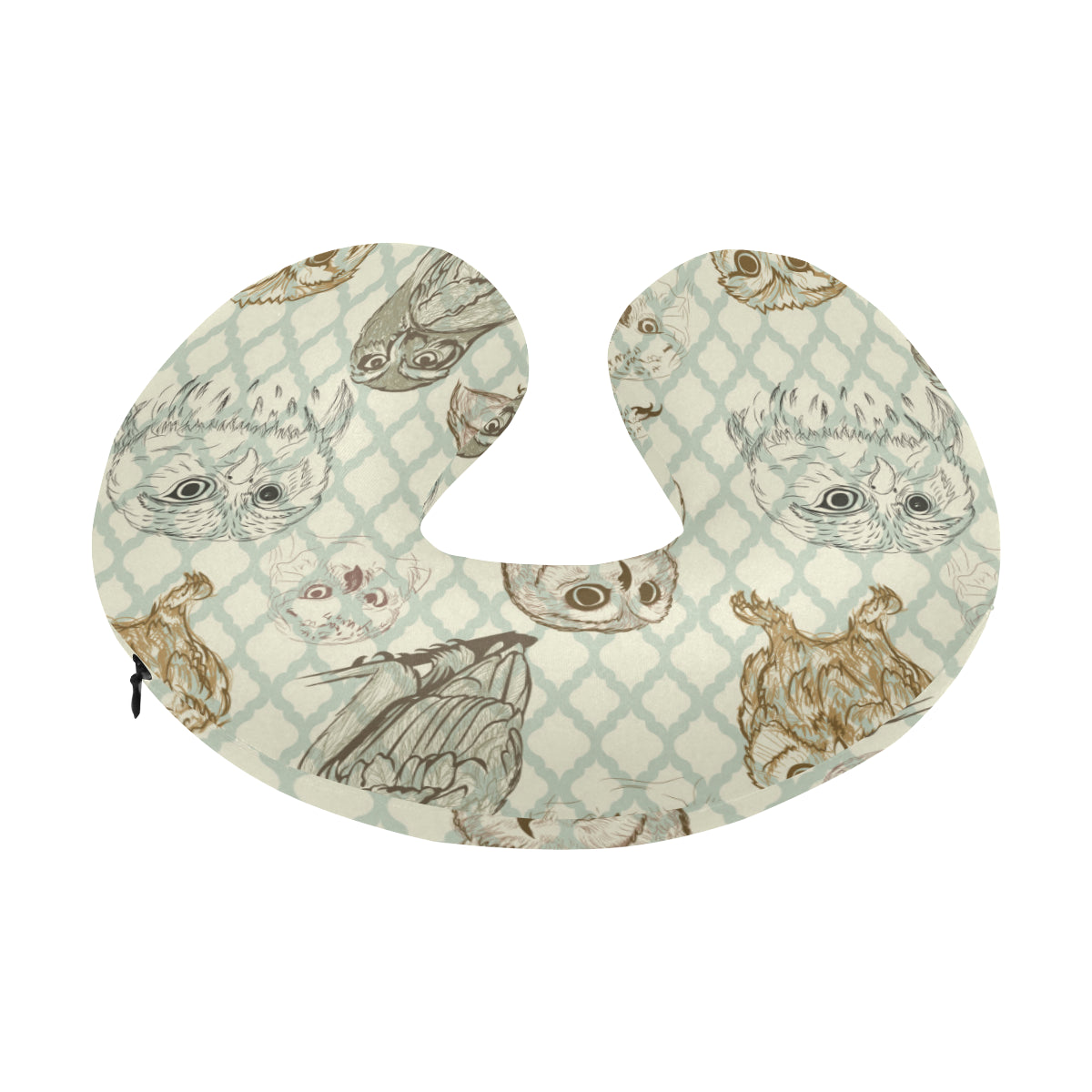 Owl Pattern Print Design A03 U-Shaped Travel Neck Pillow