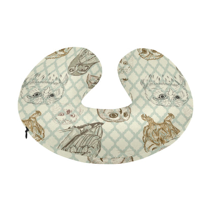 Owl Pattern Print Design A03 U-Shaped Travel Neck Pillow