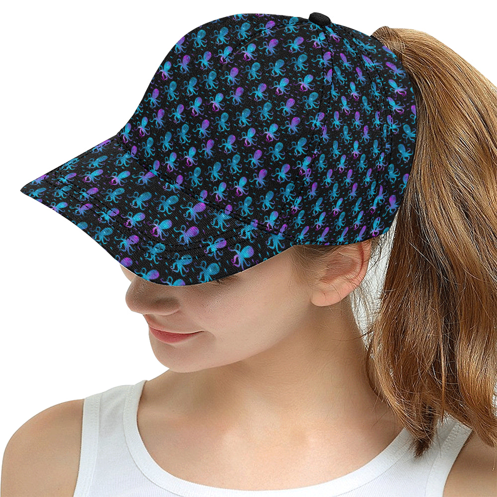 Octopus Blue Design Print Themed Snapback Cap