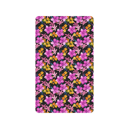 Tropical Folower Pink Hibiscus Print Rubber Doormat