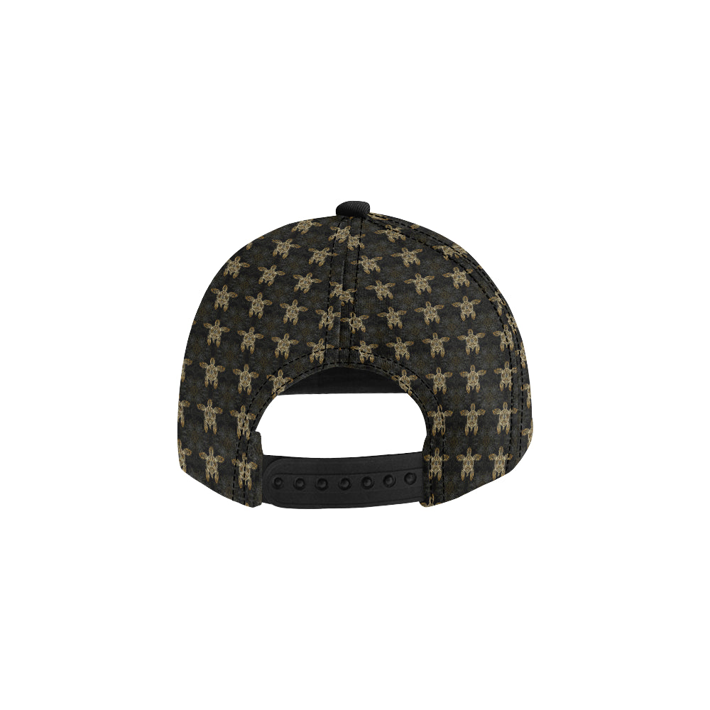Gold Tribal Turtle Polynesian Design Snapback Cap