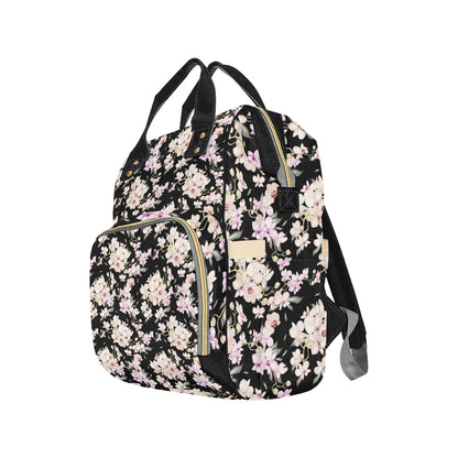 Orchid White Pattern Print Design OR03 Diaper Bag Backpack