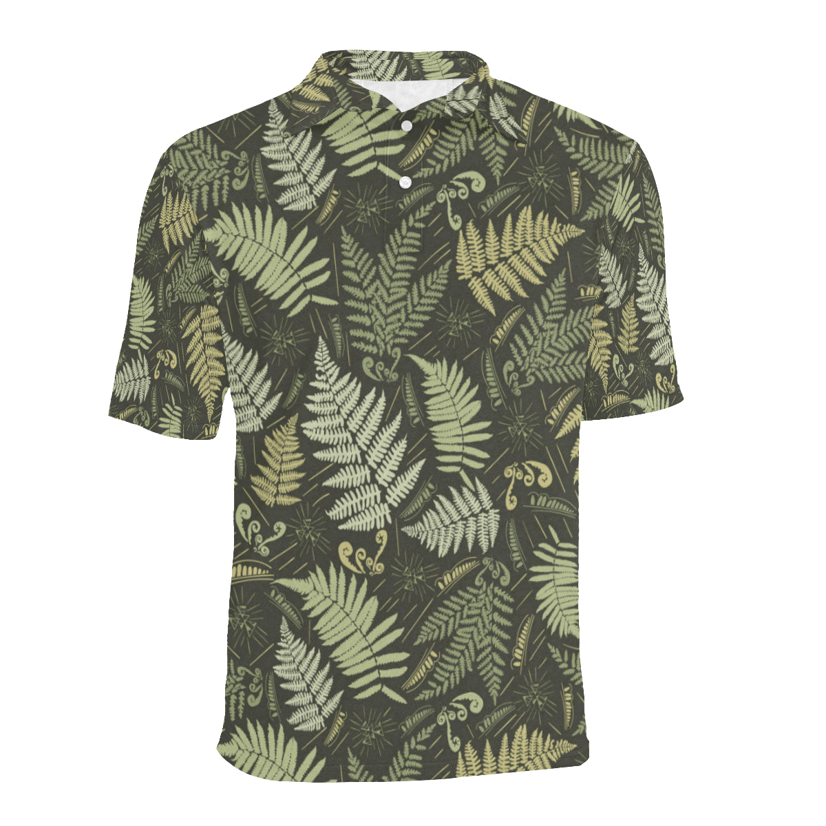 Fern Leave Green Print Pattern Men Polo Shirt