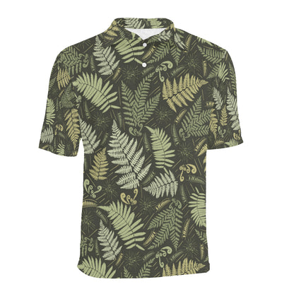 Fern Leave Green Print Pattern Men Polo Shirt