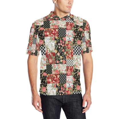 Patchwork Flower Pattern Print Design 03 Men Polo Shirt