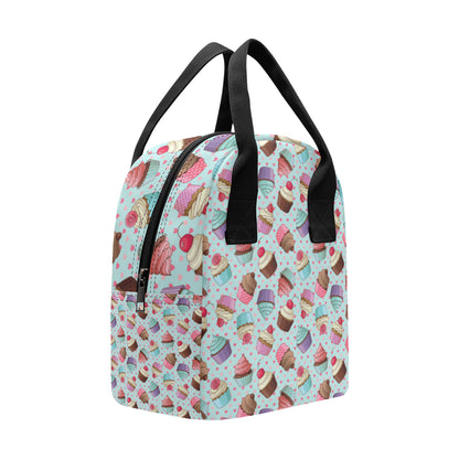 Cupcakes Fancy Heart Print Pattern Insulated Lunch Bag