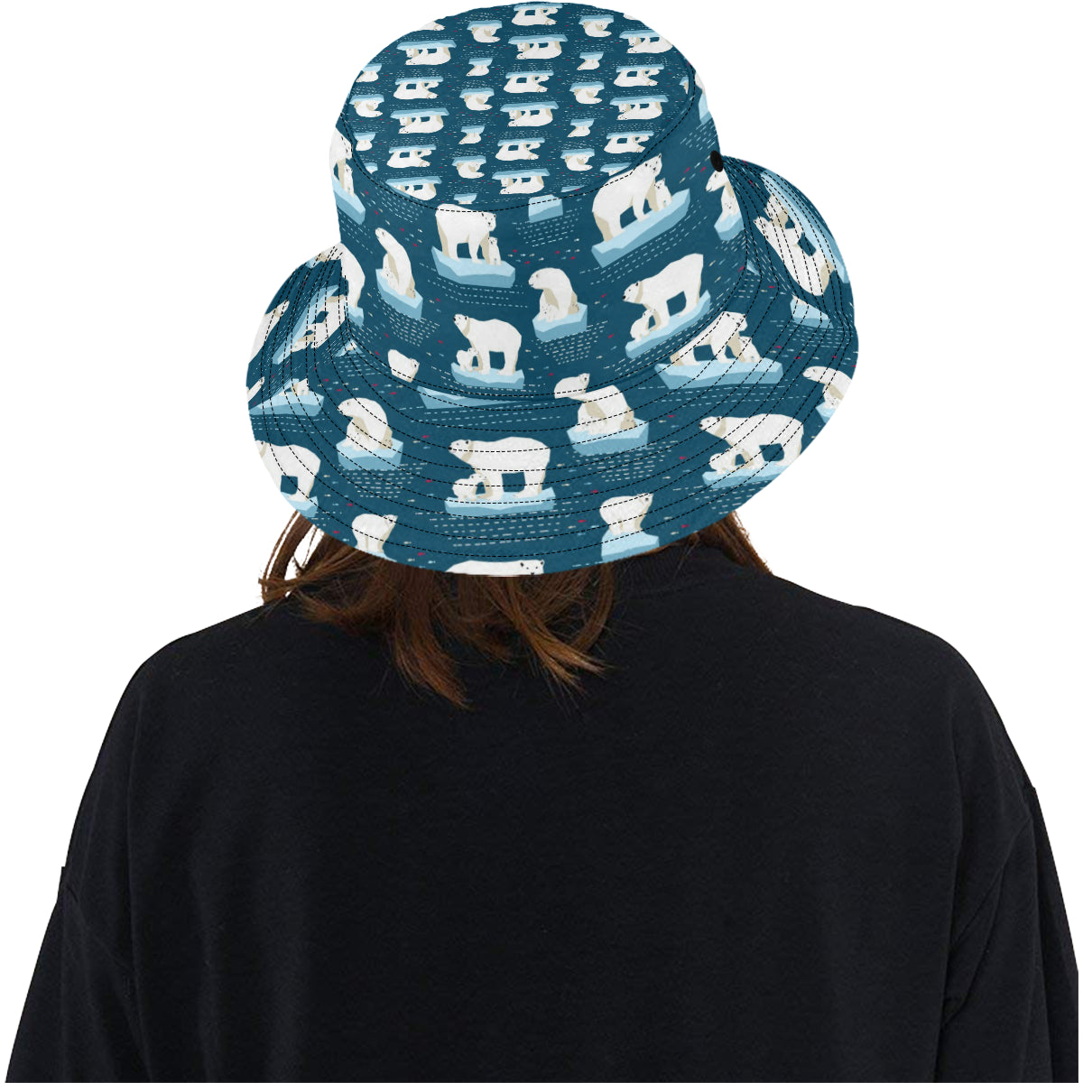 Polar Bear Pattern Print Design PB02 Unisex Bucket Hat